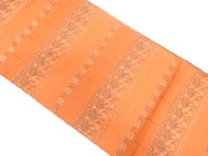 横段に草花模様織り出し全通袋帯